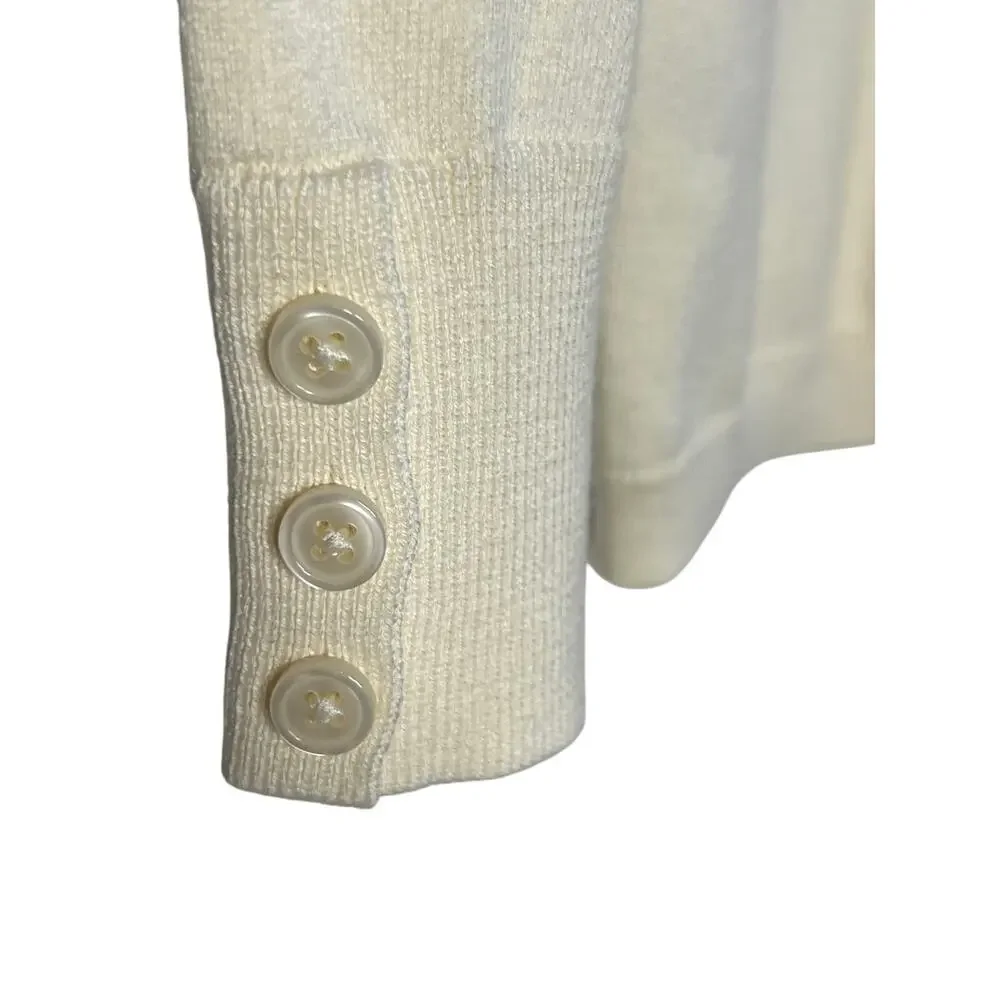 TALBOTS WOMENS SIZE LARGE PETITE FINE KNIT TURTLENECK SWEATER CREAM NEW
